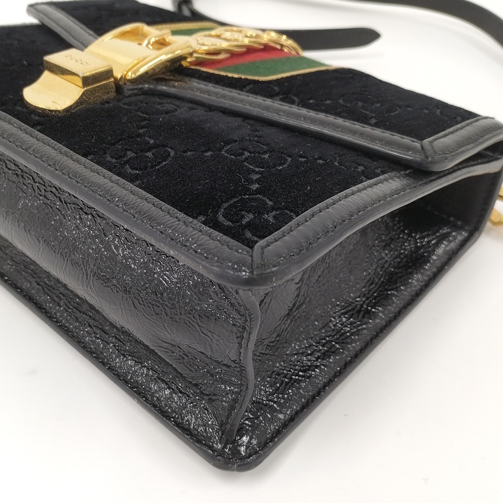 GUCCI Shoulder Bag Sherry Suede Black - Picture 4 of 10